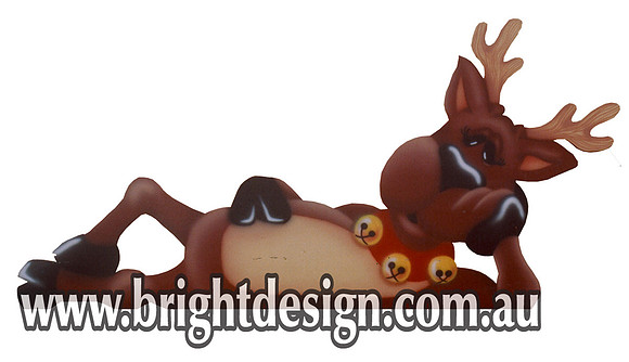 3- R-01 h Lazy Reindeer Ouside Christmas Decorations Personalised by Bright Design Airbrush Studio (1)