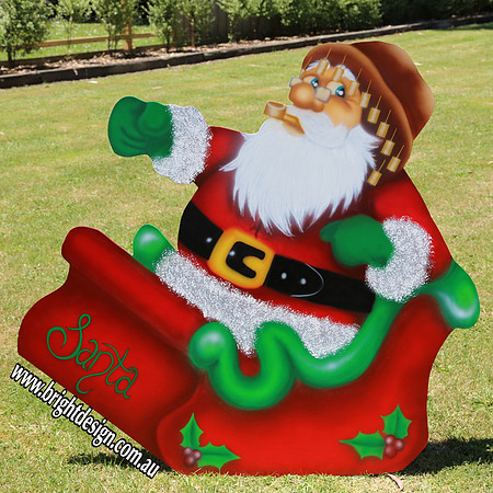 1- SS-12 f www (with Pipe) Australian Grandpa Swaggie Santa Outdoor Christmas Decorations n Cut outs for Home Christmas