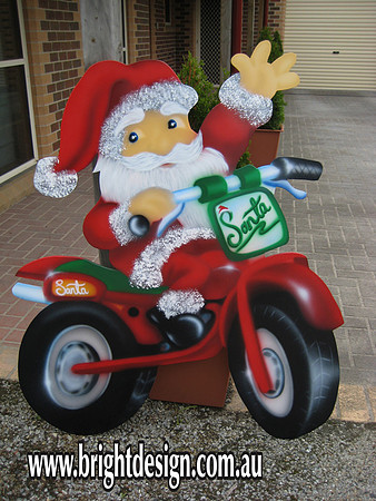 2- S-32 Motorbike Santa Outdoor Christmas Cut out Handmade for Christmas Display in Beaconsfield