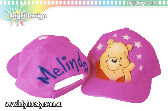 Lt Pooh bear  hats and Tshirt textiles custom Airbrushed by Bright Design