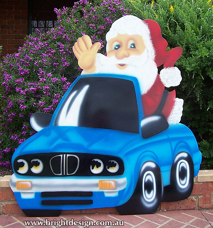2- S-39 A BMW Santa Outdoor Christmas Decorations and Cut outs for Garden Christmas Display