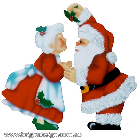 2- S-05 B Mr n Mrs Claus Kissing Outdoor Christmas Decorations Handmade for Home Christmas Displays