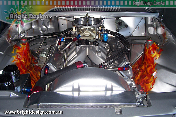 LA Holden Gemini Engine Bay Custom Airbrushed at Brght Design n Custom paint by Bright Design (4)