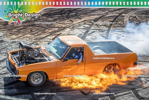 AAAAA SMDC 9 2024 Street Machine Drag Challenge 9 BDMP7618 KANE WADWELL ROOKIE RODS OUT FIRE BURNOUT