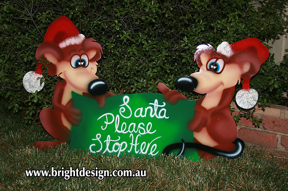5-A-06 Santa Stop Here Mice Outside Home Outdoor Christmas Display by Bright Design