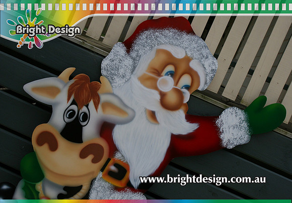 2- S-12 Santa Cow (3) Outdoor Christmas Cut Outs and Decorations