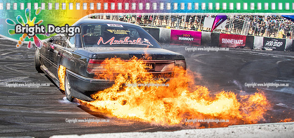 AAA Summernats 38 Day 2 Friday 9 Jan 2026 BDMP4303-2 MORTICIA BURNOUT FIRE