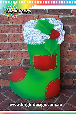 10-60 M-11 GW Green Christmas Stocking Outdoor Christmas Display Custom Airbrushed Christmas  Decoration by Bright Design Studio