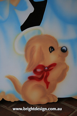 9-70 TD-07 UC7 dog from Angels Christmas Cut Out on the front Roof of Home Christmas Display in Bendigo