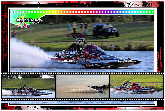 Thunder Down Under v2 Bright Design Mutli Image Photographic Artwork - Red Splatter Design