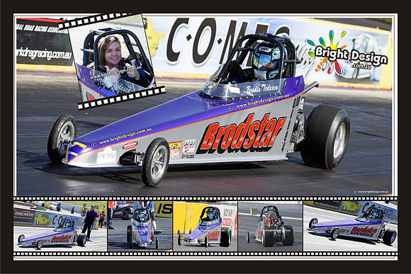 BRODSTAR Junior Dragster Bright Design 20x30 Multi Image Artwork Traditional Border over the top