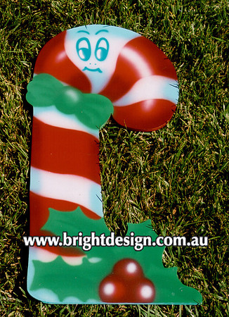 10-55 M-10 wm Christmas Candy Cane Outdoor Christmas Display Custom Airbrushed Christmas  Decoration by Bright Design Studio
