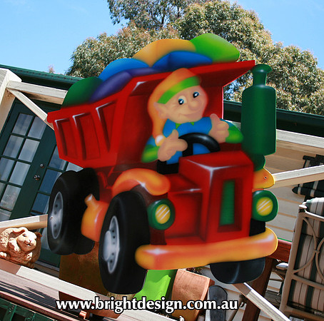 4- e-34 Truck Elf Outdoor Christmas Display Custom Airbrushed by Bright Design