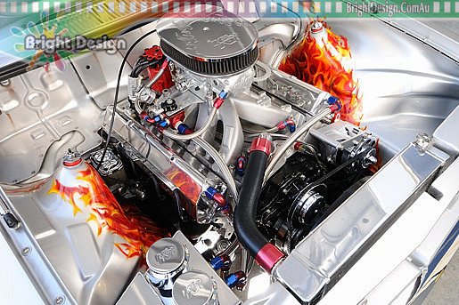 LA Holden Gemini Engine Bay Custom Airbrushed at Brght Design n Custom paint by Bright Design