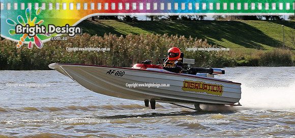 Victorian Drag Boat Club 6 sec Hydro Shoot Out Club Race Day 19 April 2013 Bright Design  (1978) 1 DISRUPTION FLYING