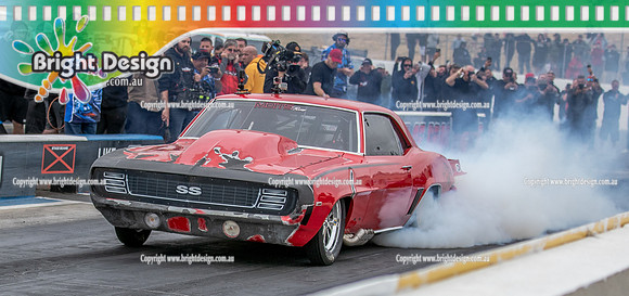 Street Outlaws NPK No Prep Kings vs Australia @ Calder D2 19 March 2023 (148490) RYAN MARTIN FIREBALL CAMARO