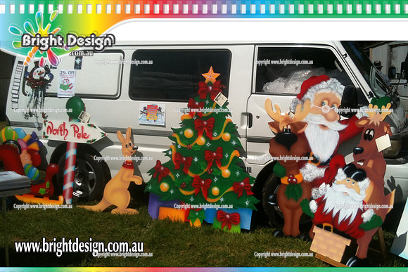 Home Decorations of Outdoor christmas displays at Healesville Craft Market Displaying Bright Design Christmas Decorations