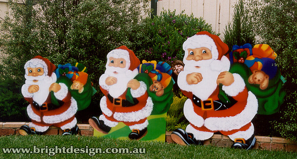 2- S-04 X3 Walking Santa Outdoor Christmas Decorations Handmade by Bright Design Airbrushing
