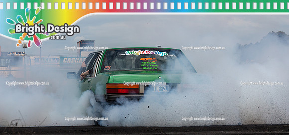 Ultimate Burnout Challenge UBC#7 @ Avalon  22 Feb 2015  (1838)  TUFFZL BRIGHT DESIGN Promo Sticker