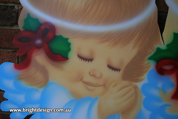 9-60 TD-07 UC1w Angels Christmas Cut Out on the front Roof of Home Christmas Display in Bendigo