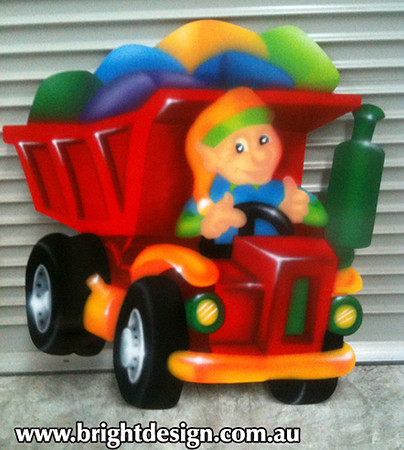 4- e-34 a Truck Elf Outdoor Christmas Display Custom Airbrushed by Bright Design