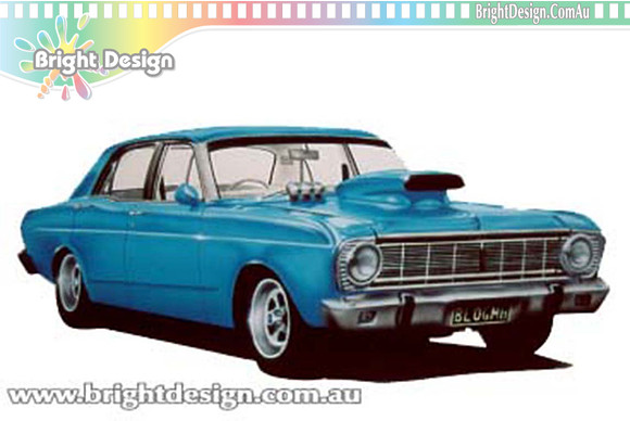 H Ford XY GT Automotive Car Illustration Custom Airbrushed by Bright Design Airbrush Studio
