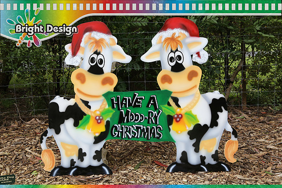 5-A-05 wm Mooory Christmas Cows Outside Home Outdoor Christmas Display by Bright Design