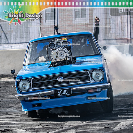 Skid City Day 2 @ Swan Hill April 2023 (5718)-2  SCUD BURNOUT BENNY SIMPSON