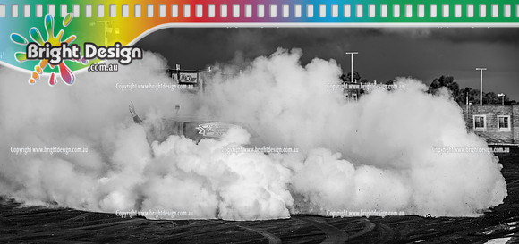 Skid City Day 3 @ Swan Hill May 2023 (7310)-2  B&W LOO5E BURNOUT RUSSELL HARRIS