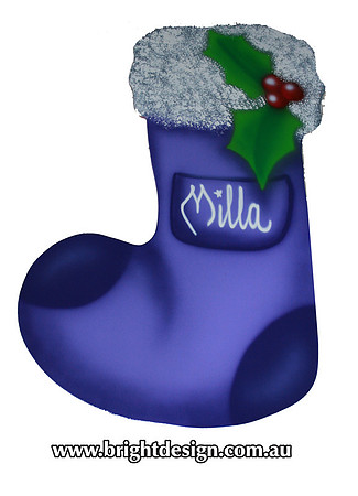 10-60 M-11 Puple Custom Name Outdoor Christmas Stocking Decoration Custom Airbrushed Outdoor Christmas Cut out by Bright Design Airbrush Studio