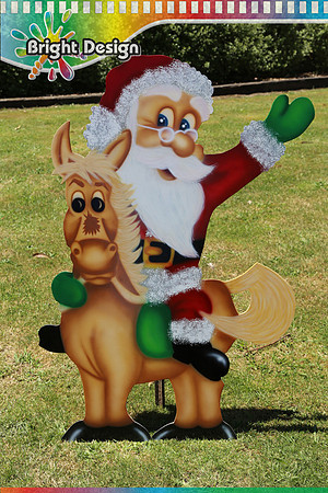 2- S-14 Santa on Tan Horse 1 Outdoor Christmas Decoration by Bright Design