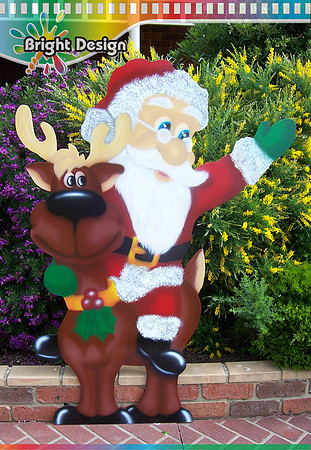2- S-13 WM Santa on Reindeer in Home Garden Outside Christmas Display Handmade by Bright Design