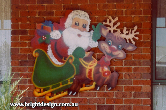 1 (SS-01) f www Santa and Reindeer Handmade Garden Outside Christmas Decoration