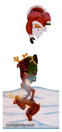 2- S-10 Reindeers Helping Santa on the Roof Chirstmas Dipslay at a Home
