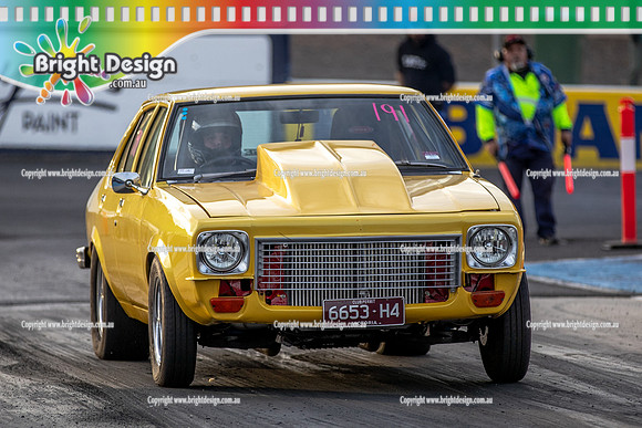 Funday Sunday @ Calder Park Drag Racing 1 June 2025 (181479) 6653H4 YELLOW TORANA