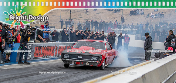 Street Outlaws NPK No Prep Kings vs Australia @ Calder D2 19 March 2023 (148483) RYAN MARTIN FIREBALL CAMARO