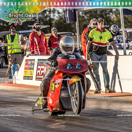 Nostalgia Tri-series RND 2 @ Swan Hill Dragway Sat 18 May 2019   (11189)-2  927 TONY FROST BIKE
