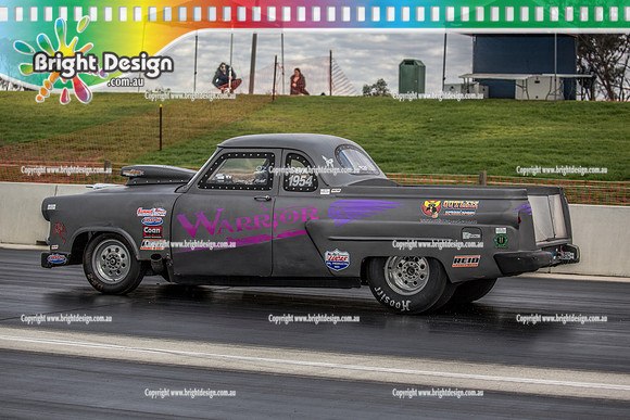 Nostalgia Tri-series RND 2 @ Swan Hill Dragway Sat 18 May 2019   (9125)  1954 WARRIOR JEFFERY MOCKETT