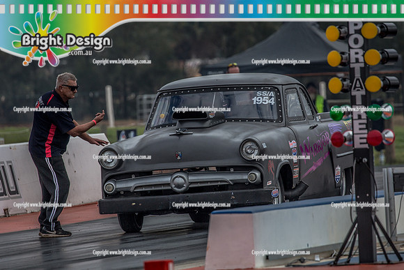 Nostalgia Tri-series RND 2 @ Swan Hill Dragway Sat 18 May 2019   (9126)  1954 WARRIOR JEFFERY MOCKETT