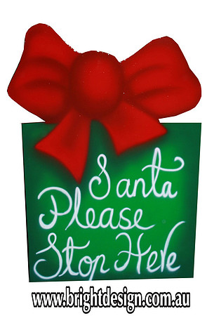 10-70 M-19 Z Santa Please Stop Here Outdoor Christmas Display Custom Airbrushed Christmas  Decoration by Bright Design Studio