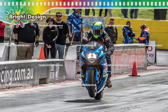 Sunday Funday @ Calder Park Drag Racing Sunday 22 September 2019 (122675)   SUZUKI BLUE GSXR BIKE