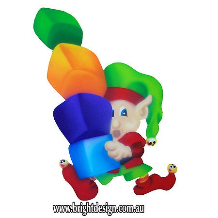 4- E-33 z Unbalanced Christmas Present Elf Outdoor Christmas Cut Out in Garden Christmas Display