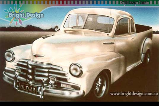 H Old 48 Autmotive Car Illustration Custom Airbrushed by Bright Design Airbrush Studio www