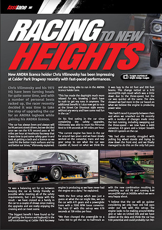 Fast Lane issue 29 November 2019 editional Chris Vilimovsky Page 1