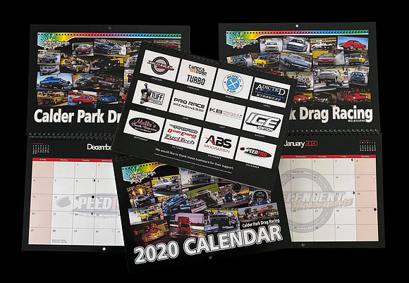 Bright Design 2020 Calendar Photos from Calder Park Drag Raacing 5 black bg
