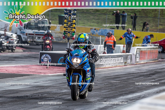 Sunday Funday @ Calder Park Drag Racing Sunday 16 June 2019 (119682)   SUZUKI BLUE GSXR BIKE