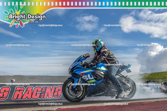 Sunday Funday @ Calder Park Drag Racing Sunday 16 June 2019 (120107)   SUZUKI BLUE GSXR BIKE