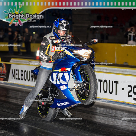 Fast Friday Off Street Drag Racing @ Calder PArk Drag Racing Fri 1 April 2016  (53093)  SUZUKI BLUE GSXR BIKE
