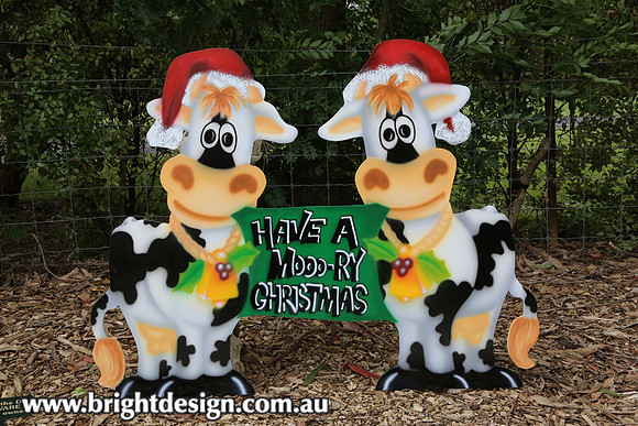 5-A-05 w Mooory Christmas Cows Outside Home Outdoor Christmas Display by Bright Design