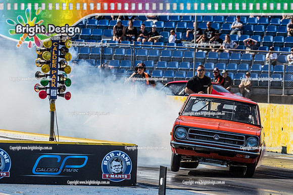 APSA & Nitro Funny Cars @ Calder Park Drag Racing Sat 29 Oct 2016 (66271)  3010 ORANGE DATSUN ALEX BIOS
